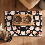 Cat Feeding Mat 24x16 inch Black Kitten Print Pet Bowl Placemat Non Slip Floor - Image 5