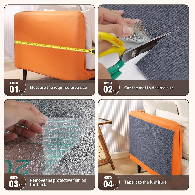 Cat Scratch Furniture Protector, Self-Adhesivet Scratch Mats Deterrent - Image 5