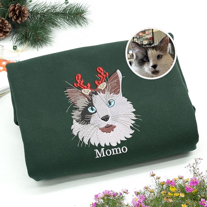 NAZENTI Custom Photo Pet Embroidered Sweatshirt, Custom Dog Face Embroidered - Image 7