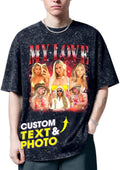 H-DEWALL Custom T Shirts Mineral Wash Tshirt Bootleg Rap Tee Customized Gifts by H-DEWALL