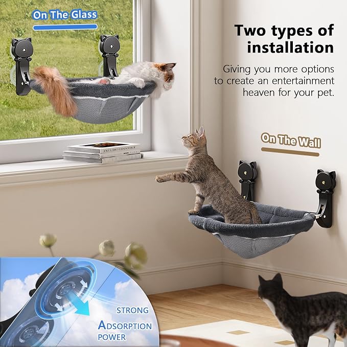 Cat Window Perch Cordless, Foldable & Stable Cat Beds- Breathable Cat Window - Image 3