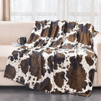 Bnuitland Brown Cow Print Flannel Throw Blanket - Image 4