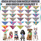 Aliceset 180 Pcs Tie Dye Dog Bandana Bulk Rainbow Bandanas - Image 3