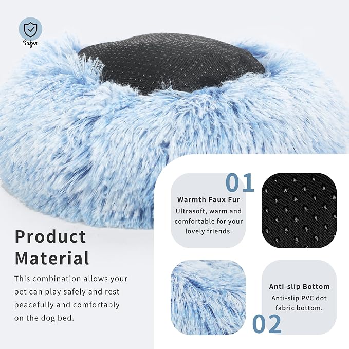 Calming Donut Dogs Beds for Small Dogs Washable, 19inch Fluffy Round Puppy Bed - Image 5