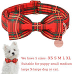 Christmas Dog Collar with Bow Tie, Cotton Christmas Plaid Collar - Image 2