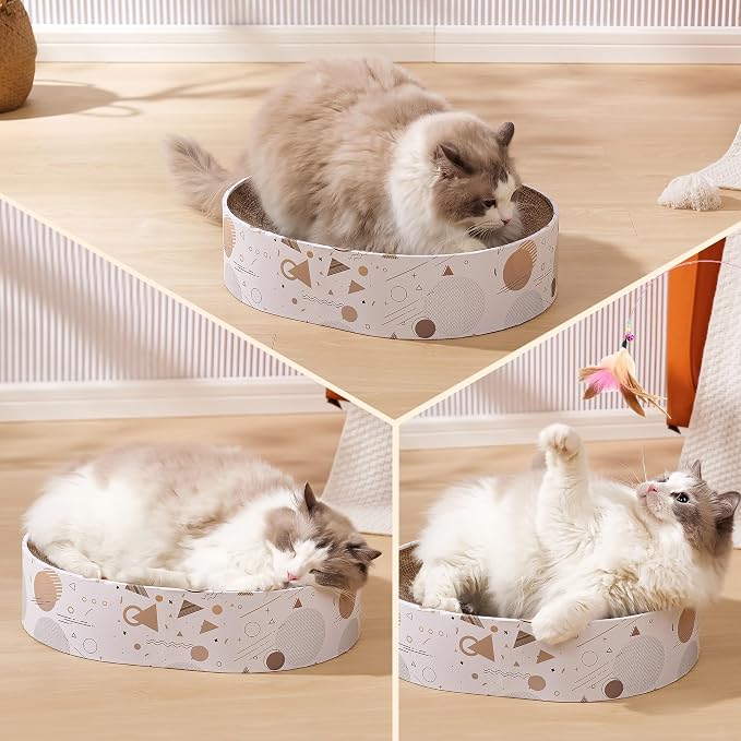Oval Sturdy Cat Scratching Cardboard Pad Breathable Cat Scratch Pad, Cat - Image 7