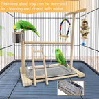 Hamiledyi Bird Playground Parrots Play Stand Natural Wooden Parrot Perch Gym - Image 5