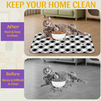 Cat Checked Plaid Dog Cat Food Mat, Absorbent Feeding Mat - Image 4