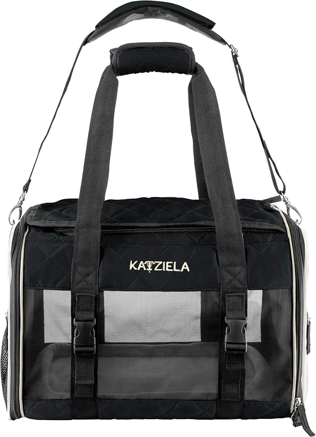 Katziela Deluxe Quilted Airline Approved Pet Dog & Cat Carrier by Katziela