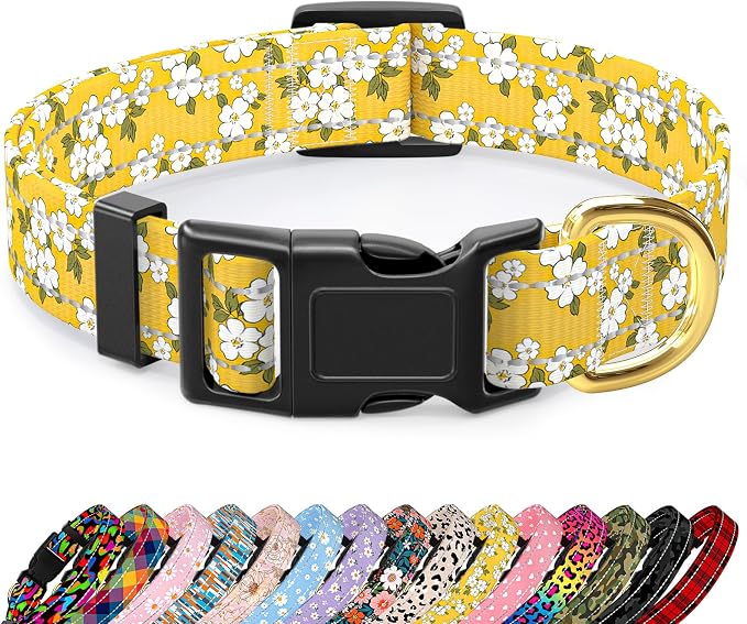 Reflective Dog Collar for Extra Small Dogs, Cute Flower Theme Adjustable by TMOODEL