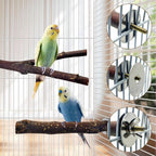 BNOSDM 5PCS Bird Mirror with Perches Stand Parrot Natural Wood Stick Perches - Image 4