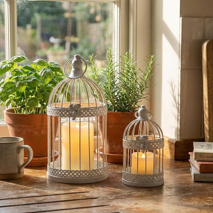 Vela Lanterns Bird Cage Decor Candle Holder Lantern Decorative Wedding Table - Image 10
