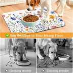 Flowers Butterfly Dog Food Mat, Colorful Absorbent Pet Feeding Mat - Image 4