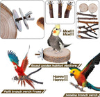 Libiline 8 Pieces Bird Perch Natural Wooden Parrot Perch Stand Fork Toys - Image 3