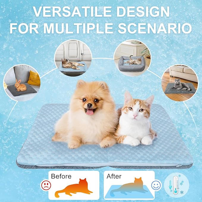 BEAUTYZOO Cooling Mat for Cats & Dogs -20" X 12" Ice Silk Cat Cooling Mat - Image 3