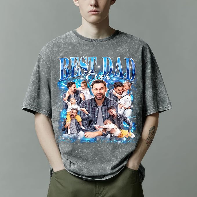 H-DEWALL Custom T Shirts Mineral Wash Tshirt Bootleg Rap Tee Customized Gifts - Image 3