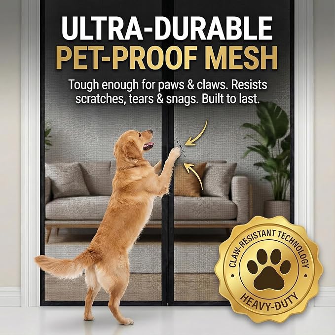 Premium Magnetic Screen Door, Heavy-Duty Reinforced Mesh, Ultra-Dense Weave - Image 4