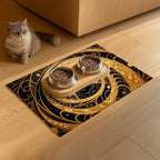 Cat Feedings Mats 20x12 inch Golden Cat Print Pet Bowl Placemat Non Slip Mat - Image 9