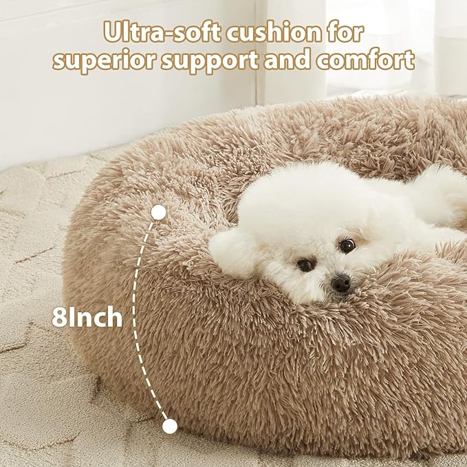 WNPETHOME Calming Dog Bed & Cat Bed, Anti-Anxiety Donut Small Dog Beds - Image 2
