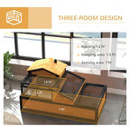 PawHut 3- Room Tortoise House Habitat - Image 3