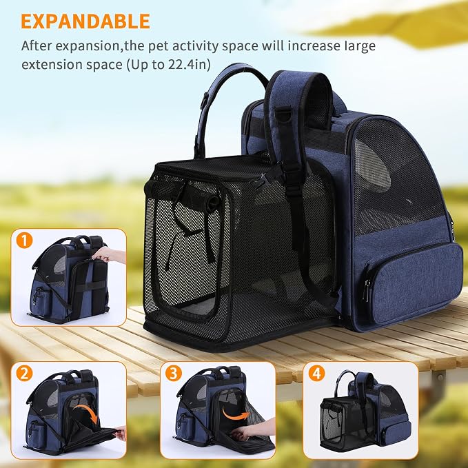 Bubble Cat Backpack Carrier, Expandable Cat Carrier Backpack, Breathable Pet - Image 3