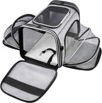 TSA Airline Approved Soft Sided Pet Carrier Top Loading 4 Side Expandable Large by MASKEYON