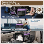 Top and 2 Sides Expandable Cat Carrier 18x13.5x9.5, TSA Airline Approved Dog - Image 2