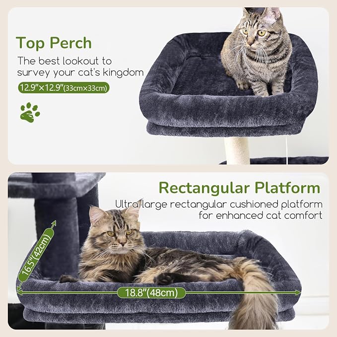 Globlazer Extra Large Platform Cat Tree, 65in Sturdy Cat Scratching Tree - Image 3