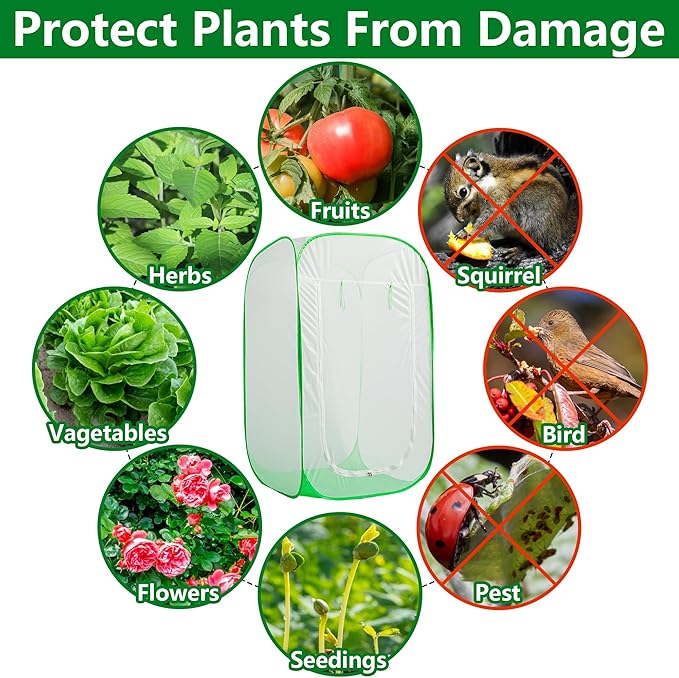 59" x 35" x 35" Pop Up Garden Mesh Plant Cover, Plant Protectors Mesh Plant - Image 4