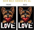 Cute Kasha Dog Garden Flag Holding Red Heart Love Sign Double Sided Yard Banner - Image 7