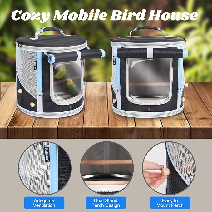 Small to Medium Bird Travel Carrier Cage, Portable Parrot Parakeet Cockatile - Image 4