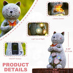 Solar Garden Statue Cat Figurine – Outdoor Decoration - Image 2