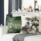 Fahrendom Hello Winter Green Decorative Throw Pillow Covers 20 x 20 Set of 4 - Image 3