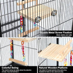 Bird Perches Cage Toys Parrot Wooden Platform Play Gyms Exercise Stands - Image 5