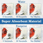 Cardinal Bird Dog Food Mat–Chirstmas Snow Absorbent Quick Dry Feeding Placemat - Image 3