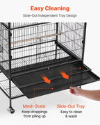 VEVOR Bird Cage, 36.6 x 22.8 x 59.5 inch, Flat Top, Wrought Iron Bird Flight - Image 6