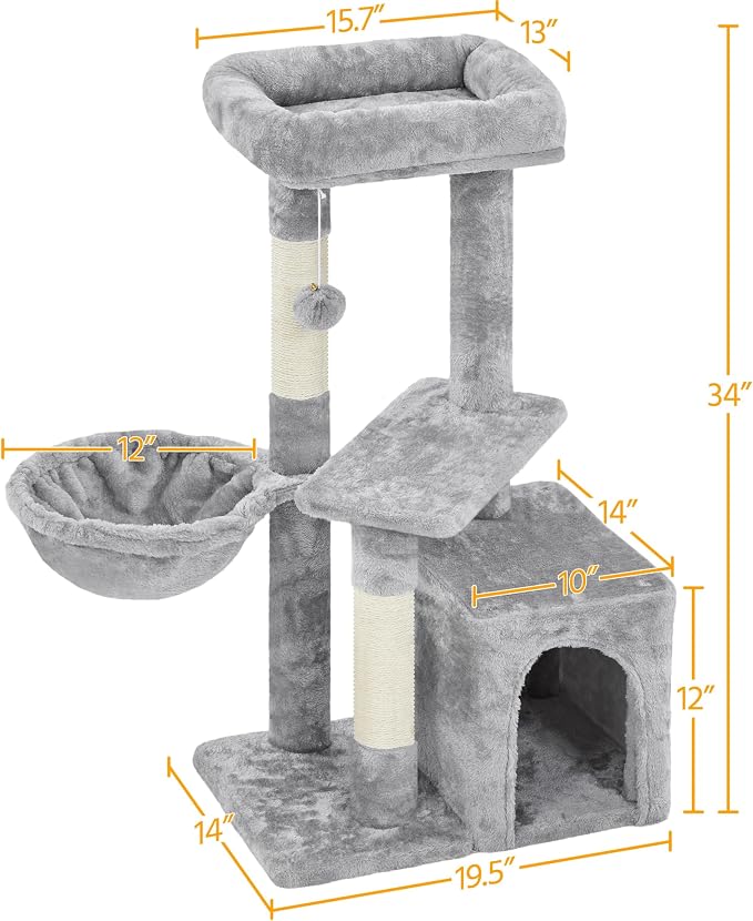 Topeakmart Cat Tree Tower for Indoor Cats, 34.5in Cat Activity Center - Image 3