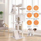 BestPet | 70" Cat Tree Tower | Beige | Sturdy, Hanging Cat Toys, Observation - Image 5