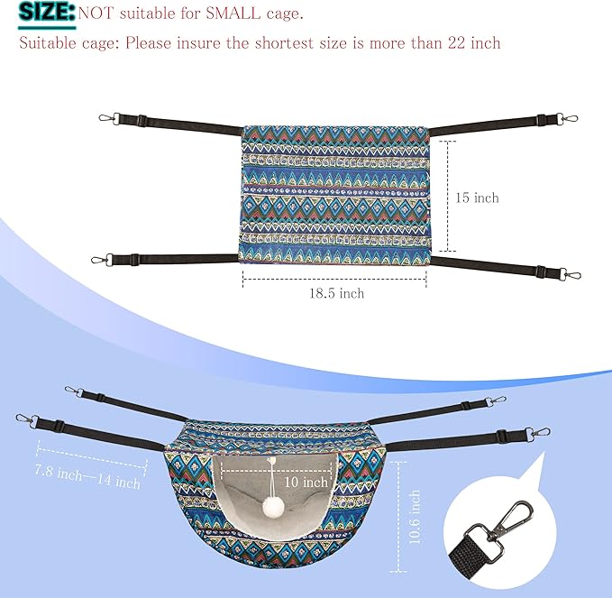 JSPYFITS Cat Cage Hammock with Ball, Double Layer Hanging Adjustable Soft Pet - Image 4