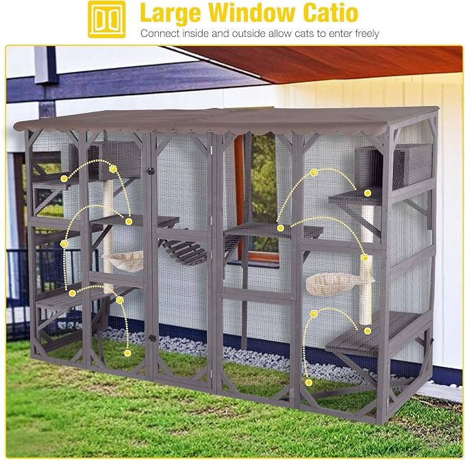 Aivituvin Catio Outdoor Cat Enclosure Window, Wall-Mounted Large Walk-in Cat - Image 5
