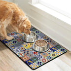 Moroccan Trellis Dog Food & Water Mat, Mexican Talavera Boho Colorful Pet - Image 3