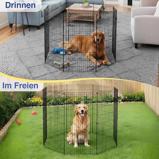 FDW 48 Inch Dog Pen 8 Panel Dog Playpen Indoor Outdoor Metal Puppy Pet Fence - Image 4