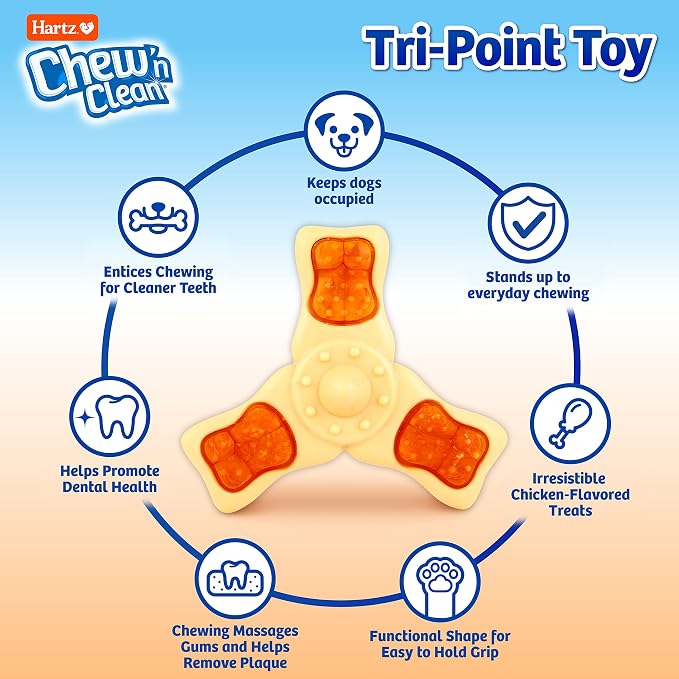 Chew ‘n Clean Chew Toy and Treat in One Chicken Flavored Tri-Point Dog Toy - Image 2