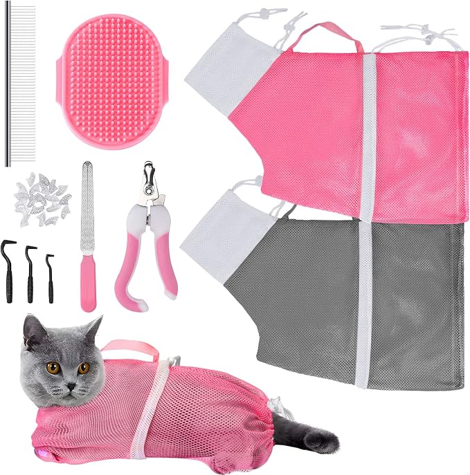 JULMELON Cat Washing Bag 10 PCS Set, Adjustable Cat Shower Net Bag and Pet by JULMELON
