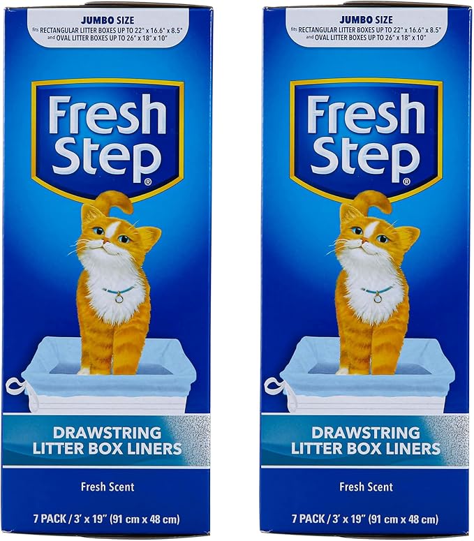 Fresh Step Jumbo Drawstring Cat Litter Box Liners, Scented Heavy Duty Kitty by FreshStep