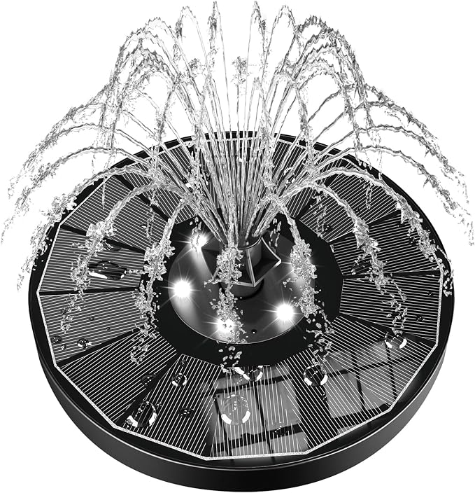 SZMP Solar Water Fountain Upgraded 100% Glass Panel, 3.5W Solar Powered by SZMP