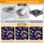 Paw Print Dog Food Mat, Watercolor Flower Absorbent Pet Feeding Mat - Image 3