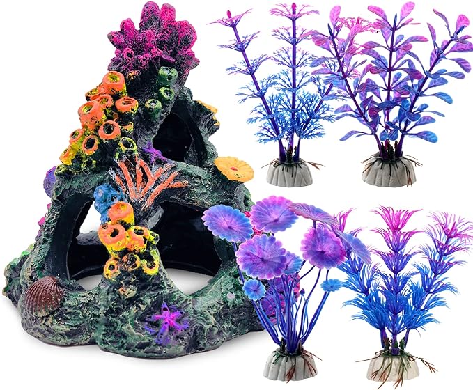GSD Aquarium Colorful Coral Reef Set Fish Tank Decoration Mountain Ornament by GSD