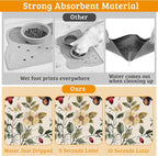 Butterfly Flower Dog Food Mat, Vintage Berry Absorbent Pet Feeding Mat - Image 3