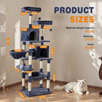 Large Cat Tree 71 Inch, Sisal Scratching Posts and Hammock, Pet Play House - Image 2